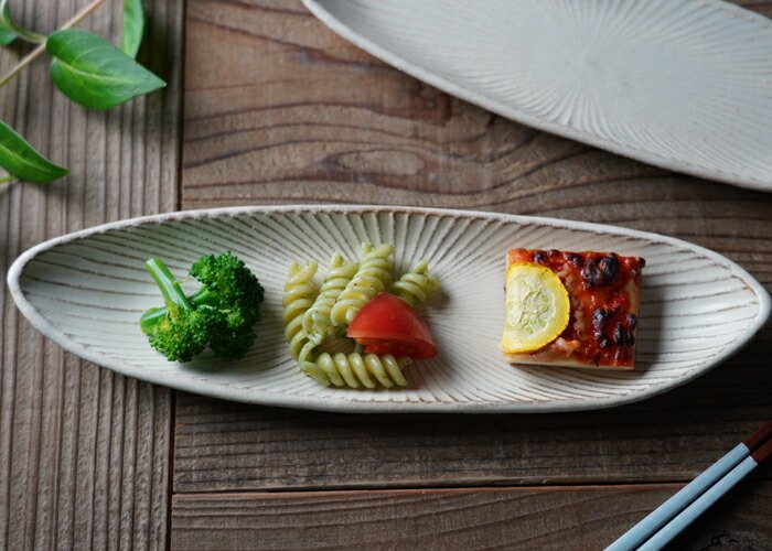 益子焼 笹舟皿（大） kinari わかさま陶芸 SENシリーズ 楕円 舟形