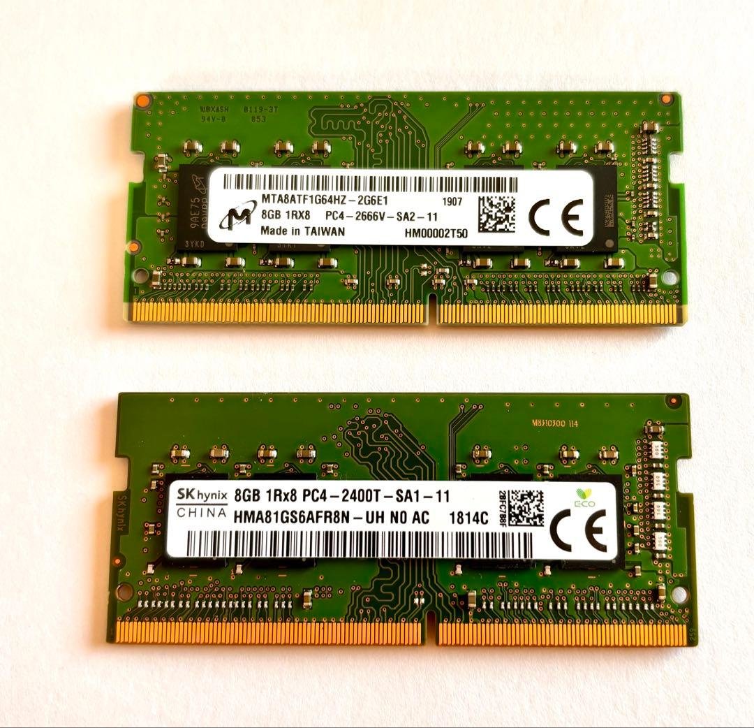 DDR4 SO-DIMM 8GB×2計16GB Micron/SK hynix SK Hynix 8GB SODIMM DDR4 3200 PC4 1Rx8 HMA81GS6DJR8N-XN SO-DIMM