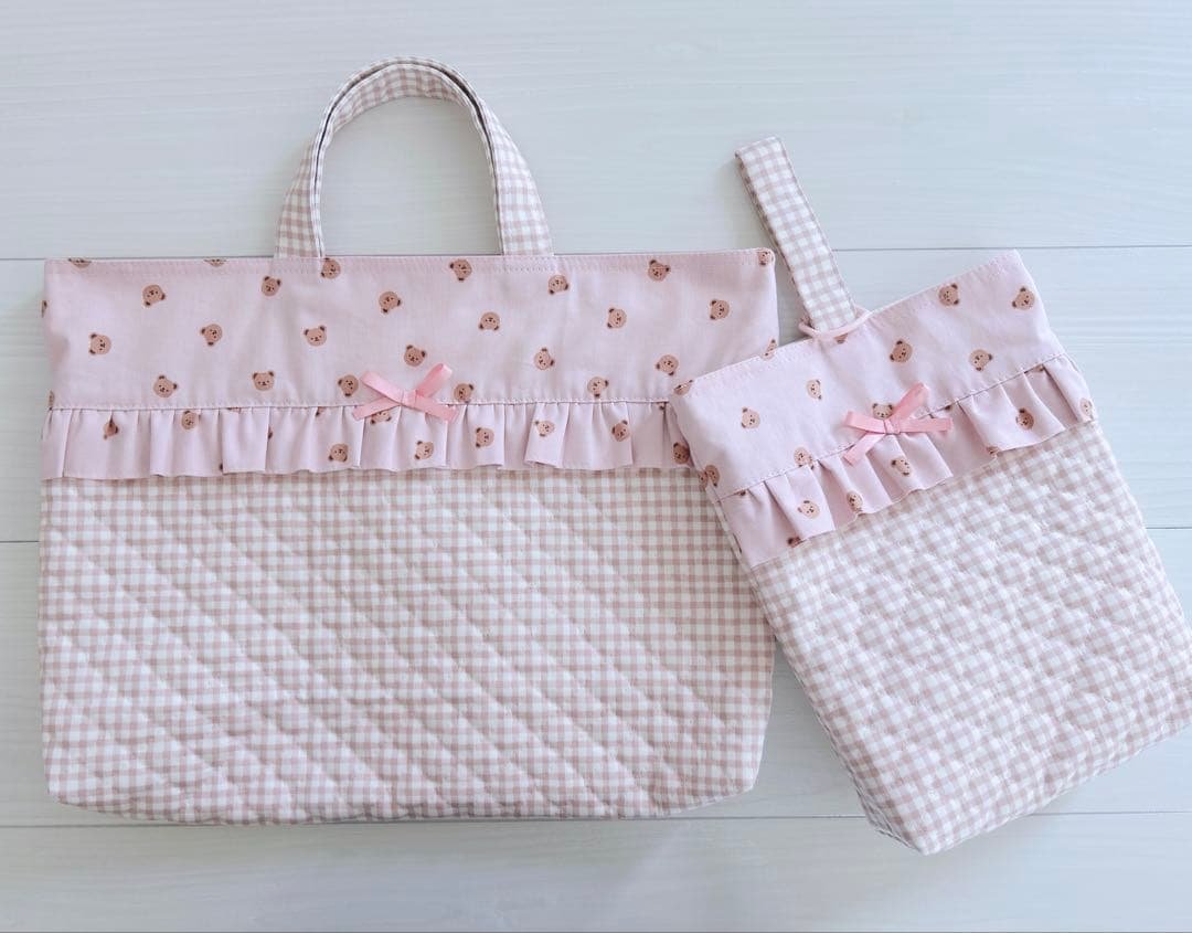 キルティング レッスンバッグ 上履き入れ 入園 入学 4点セット 女の子 おしゃれ かわいい キルティング レッスン