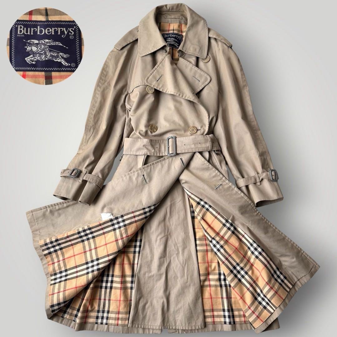 美品 総丈110 バーバリー ベルト付 トレンチコート ノバチェック ベージュ burberry/バーバリー通販 | ロング チェックラペル ギャバジン